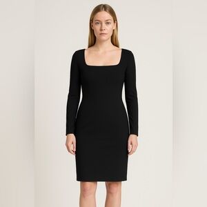 The‎ Row Black Dress Women's Size L Long Sleeve Square Neck LBD Made in USA
